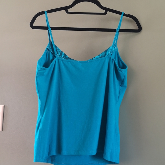 Satin Trim Teal Stretchy Adjustable Strap Cami Sz L Ricki's - Picture 4 of 7